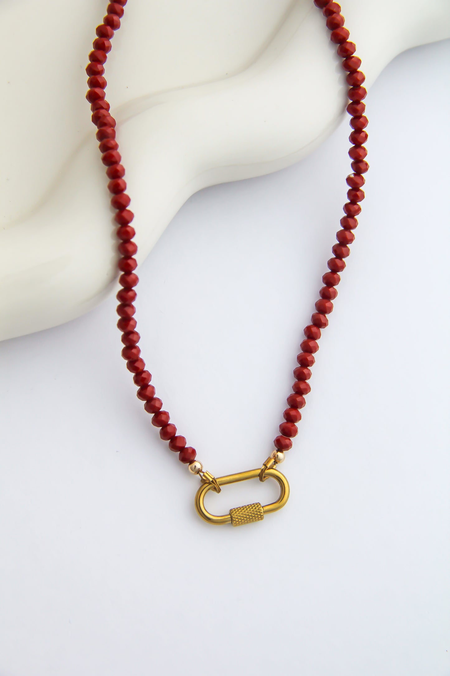 Red Czech Glass Charm Base Necklace