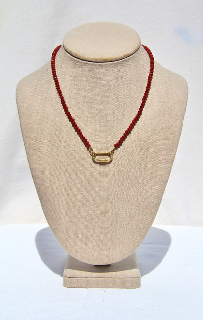Red Czech Glass Charm Base Necklace