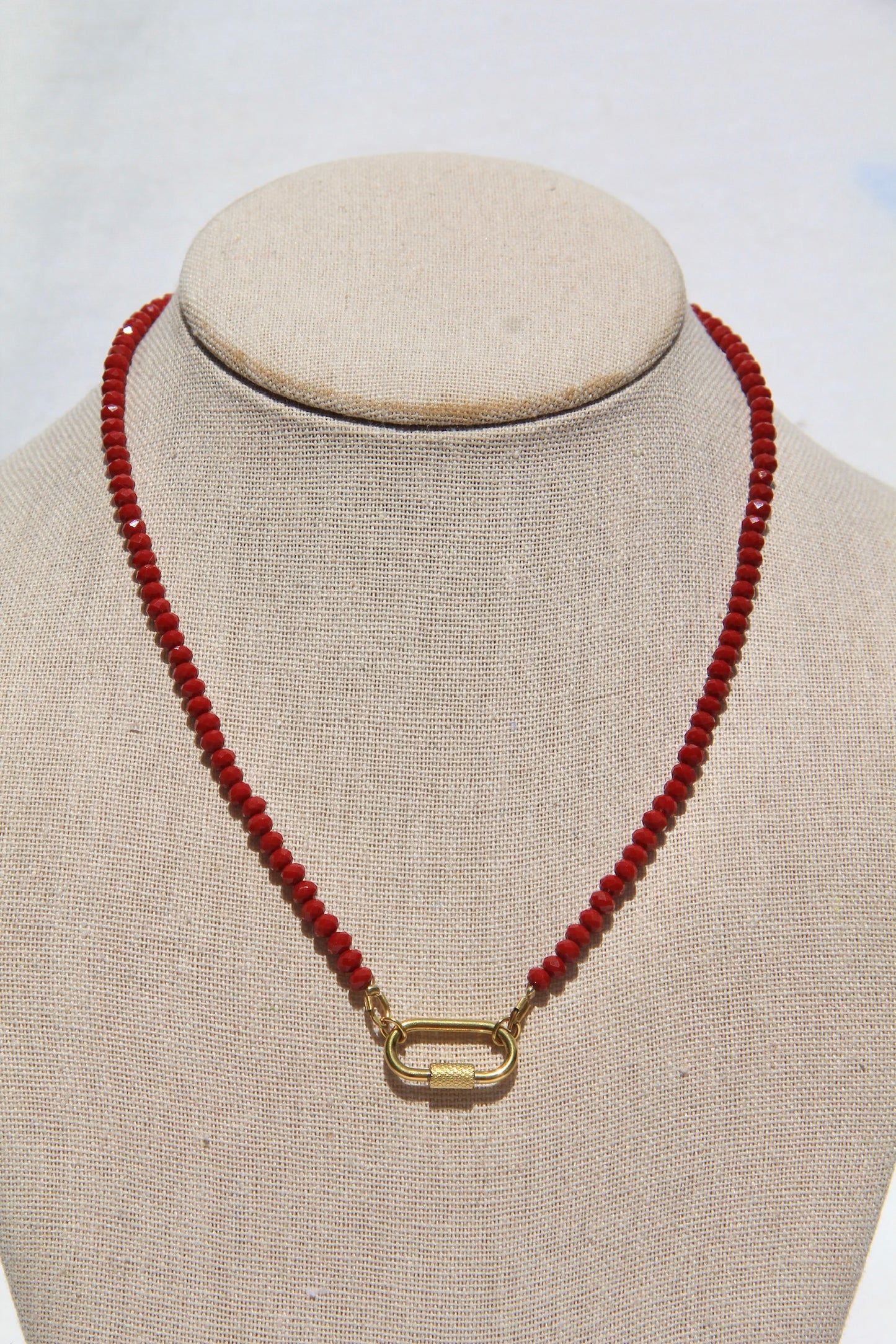 Red Czech Glass Charm Base Necklace