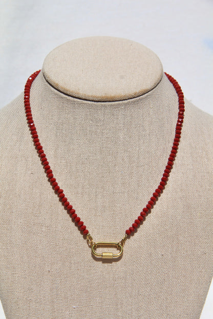 Red Czech Glass Charm Base Necklace