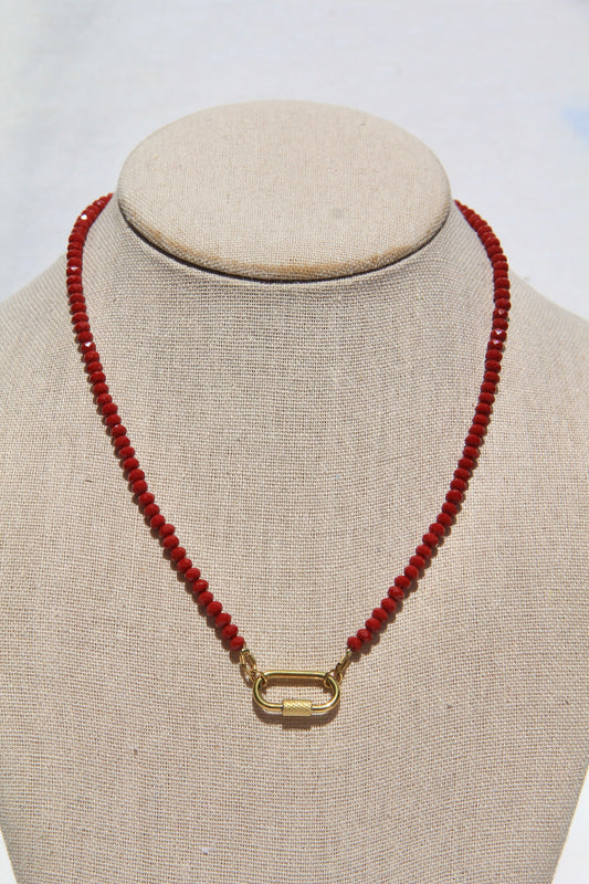 Red Czech Glass Charm Base Necklace