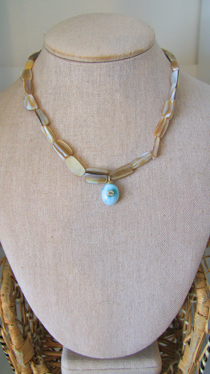 The Shell and Larimar Candy Gemstone Necklace