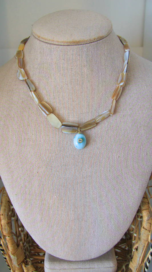 The Shell and Larimar Candy Gemstone Necklace