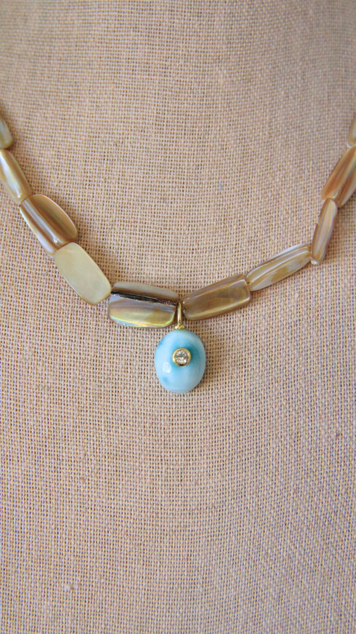The Shell and Larimar Candy Gemstone Necklace