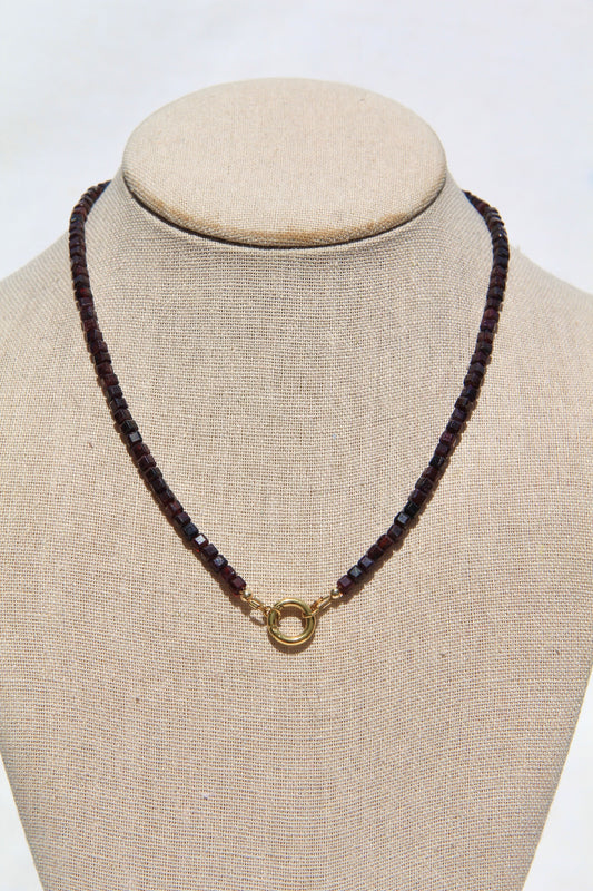 Garnet Charm Base Necklace