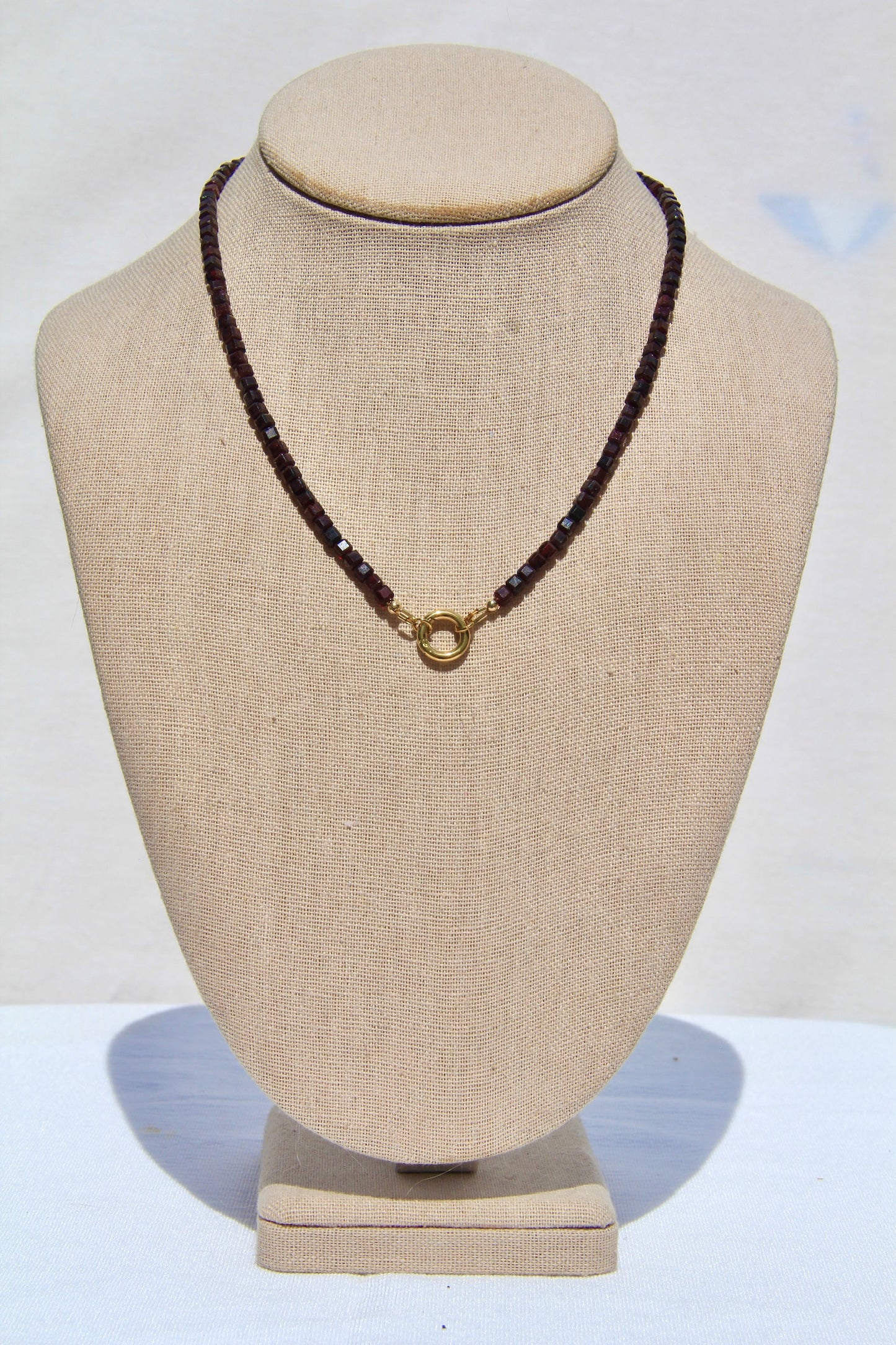 Garnet Charm Base Necklace