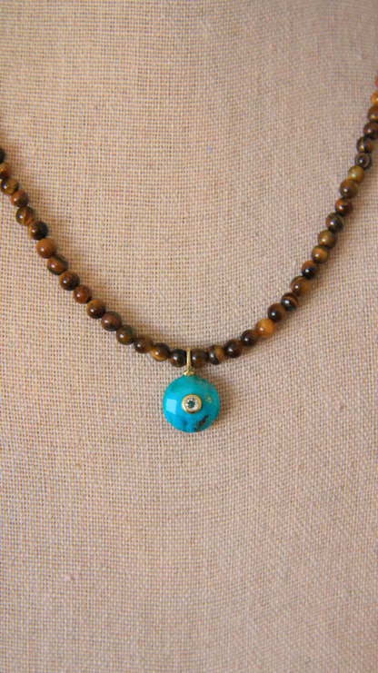 The Tiger's Eye and Turquoise Candy Gemstone Necklace