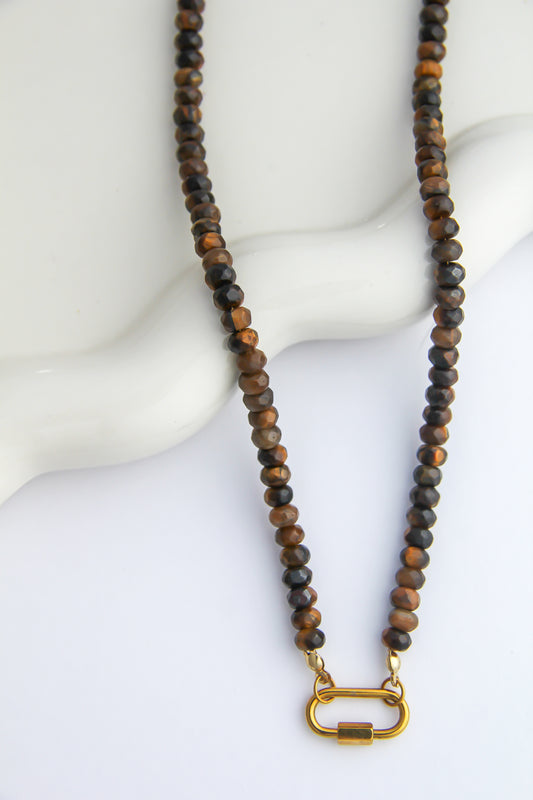 Rondelle Tiger's Eye Charm Base Necklace